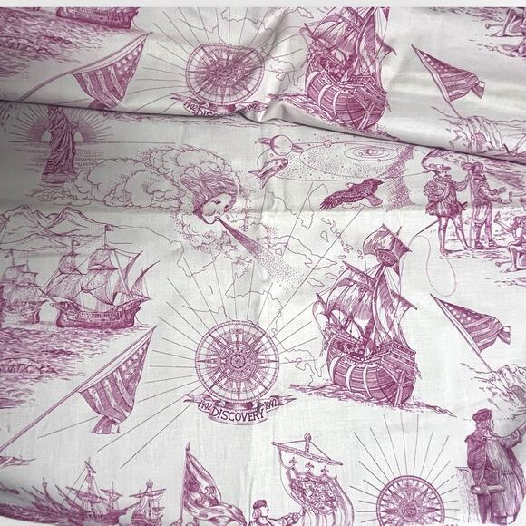 1.9 Yds RED "Discovery 1492" Commemorative Quilt Fabric by Jinny Beyer - Picture 6 of 10